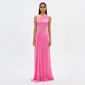 MISHA Sisal One-Shoulder Twist Mesh Maxi Dress size XS